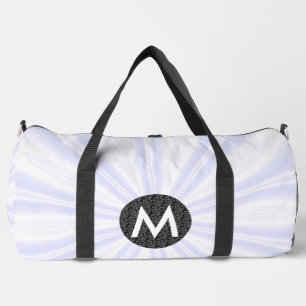 White Sunburst Monogrammed Black Circle Duffle Bag
