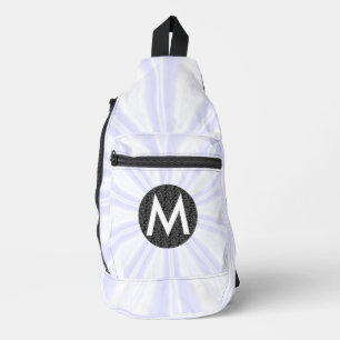 White Sunburst Monogrammed Black Circle Sling Bag