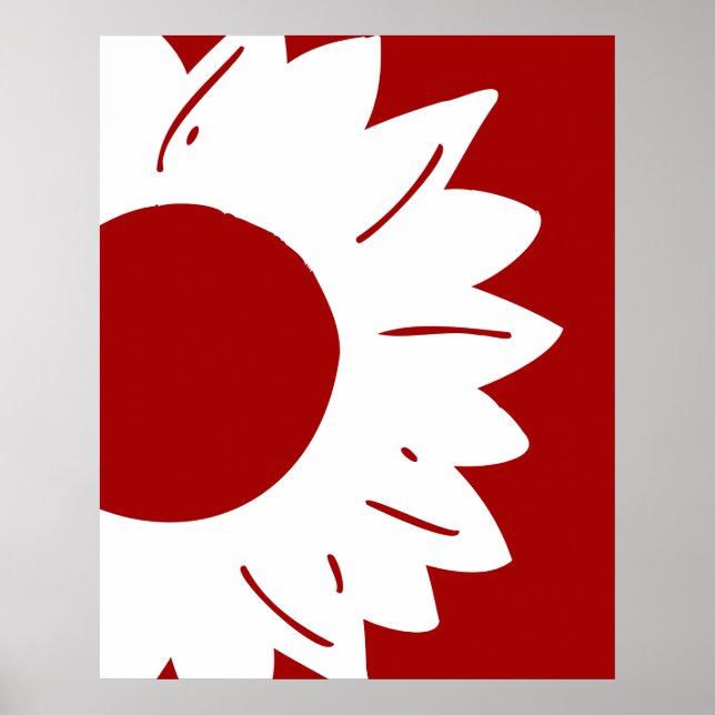 White Sunflower on Red Abstract Wall Art (Front)