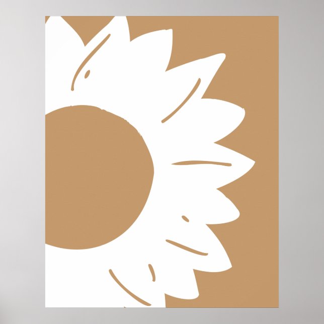 White Sunflower on Tan Abstract Wall Art (Front)