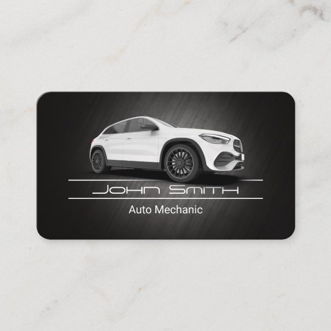 White SUV Car | Mechanic | Auto Car Repair Business Card (Front)