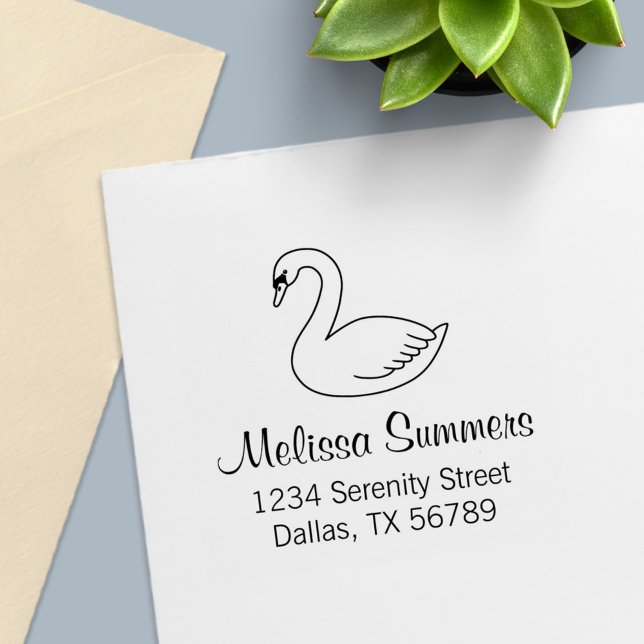 White Swan Address 2 Self-inking Stamp (Creator Uploaded)