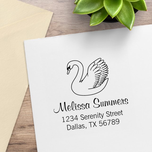 White Swan Address Rubber Stamp (Creator Uploaded)