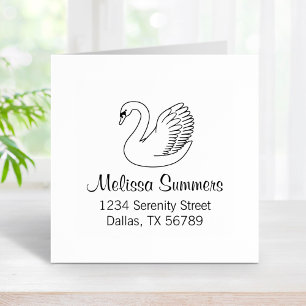 White Swan Address Rubber Stamp