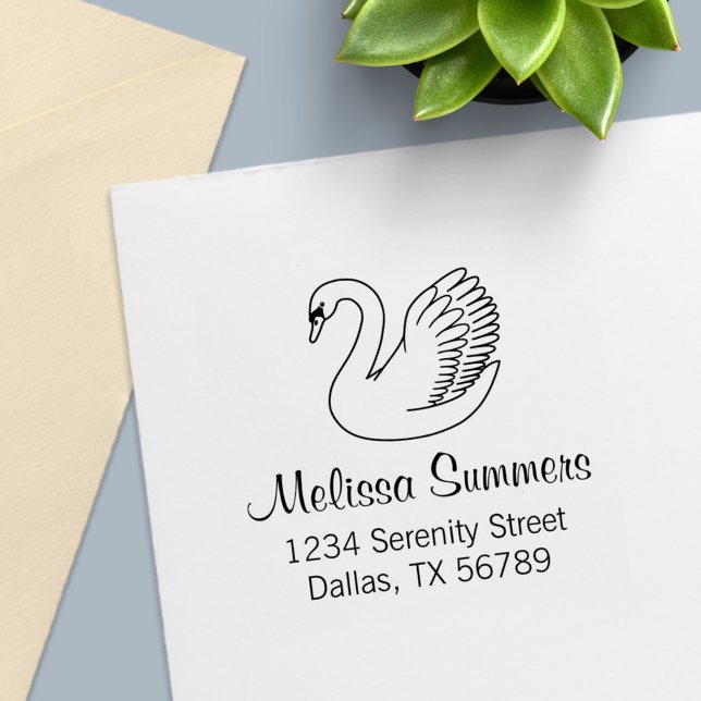 White Swan Address Self-inking Stamp (Creator Uploaded)