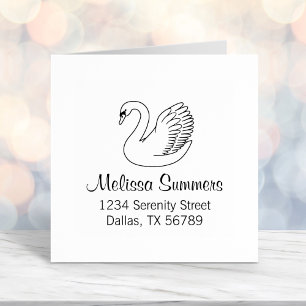 White Swan Address Self-inking Stamp