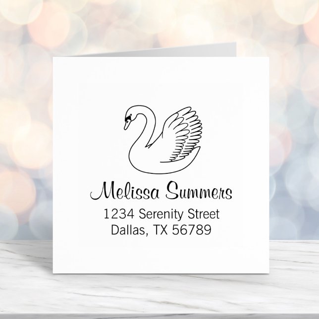 White Swan Address Self-inking Stamp (Creator Uploaded)