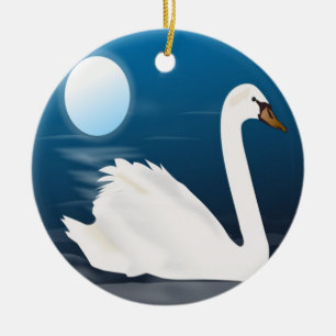 WHITE SWAN CERAMIC TREE DECORATION