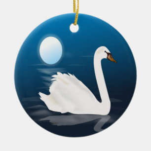 WHITE SWAN CERAMIC TREE DECORATION
