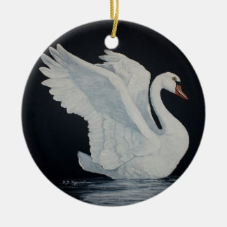 White Swan Ceramic Tree Decoration