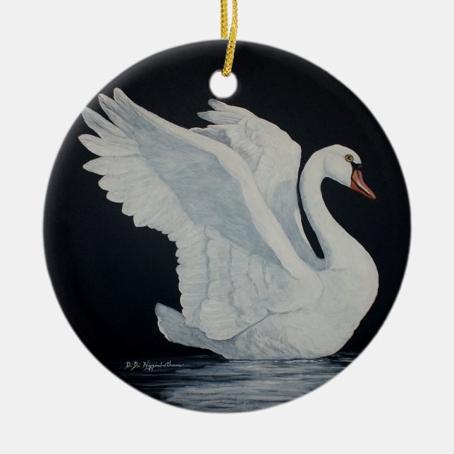 White Swan Ceramic Tree Decoration (Front)