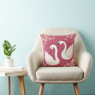 white swan couple cushion