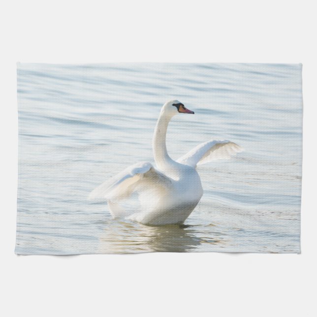 White swan Cygnus Tea Towel (Horizontal)