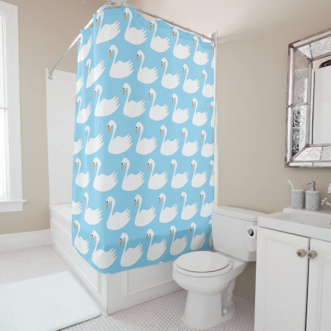 White Swan Design Shower Curtain (In Situ)