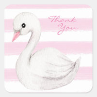 White Swan Elegant Script Pink Thank You