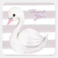 White Swan Elegant Script purple Thank You