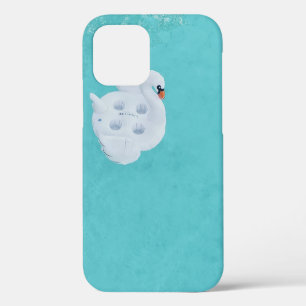 White swan inflatable on body of water iPhone 12 case