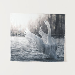 White Swan Nature Photograph Tapestry