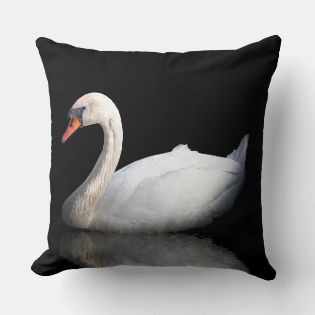 White swan on black cushion (Front)