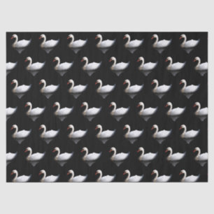 White swan on black tissue paper