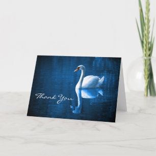 White Swan on Blue Waters Thank You Note Card