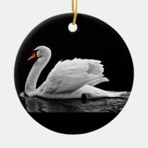 White Swan on Lake Ceramic Tree Decoration