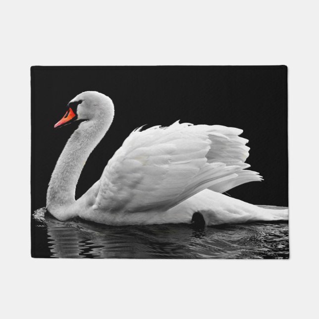 White Swan on Lake Doormat (Front)