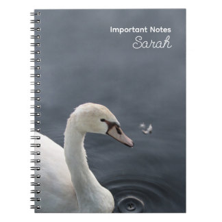 White Swan on Lake Personalised Notebook