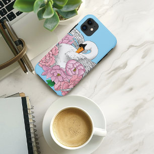 White Swan Pink Flowers Case-Mate iPhone Case