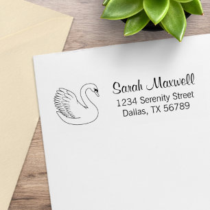 White Swan Return Address Rubber Stamp