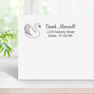 White Swan Return Address Rubber Stamp