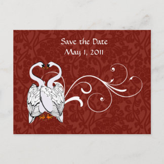 White Swan Save the Date Announcement Postcard