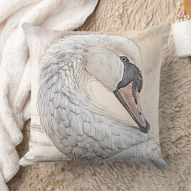 *~* White Swan Sketch Beautiful SC1 Cushion (Blanket)