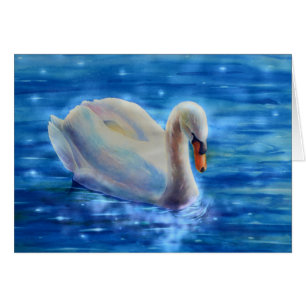 White swan watercolor painting 