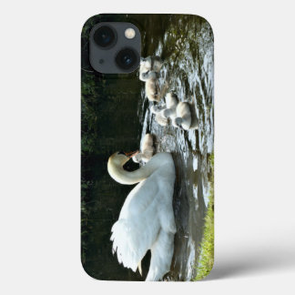 White Swan with Chicks iPhone 13 Case