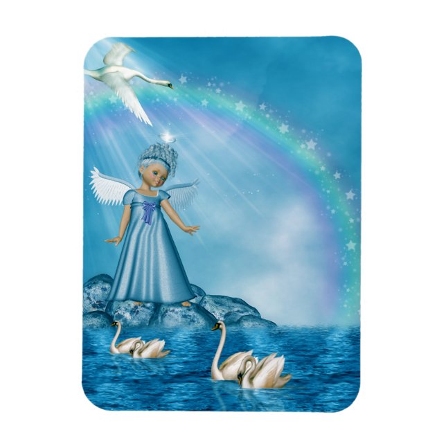White Swans And Angel Magnet (Vertical)