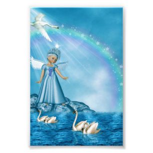 White Swans And Angel Photo Print