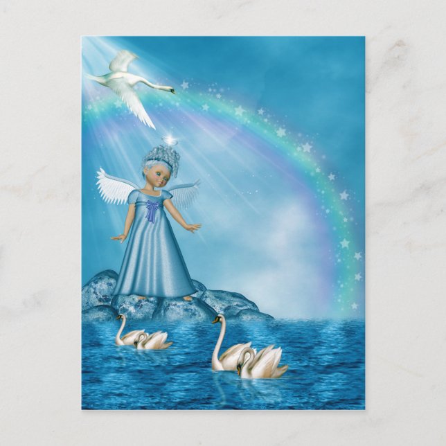 White Swans And Angel Postcard (Front)