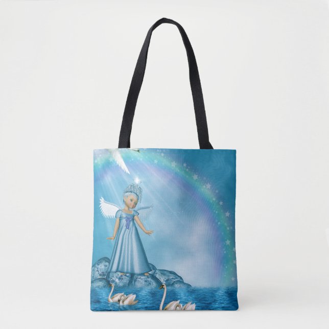 White Swans And Angel Tote Bag (Front)