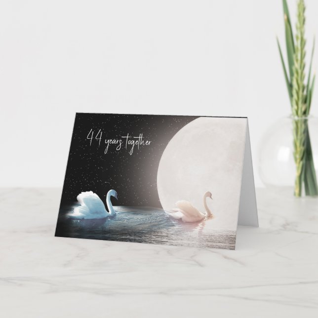 White Swans and Moon 44th Anniversary Card (Front)
