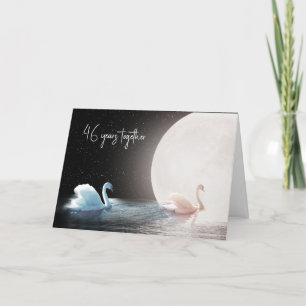 White Swans and Moon 46th Anniversary Card
