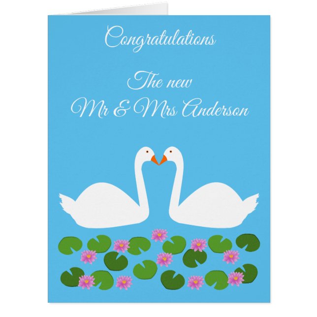 White Swans and Water lilies Custom Wedding (Front)