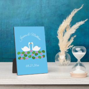 White Swans and Water lilies Wedding Custom Plaque