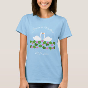 White Swans and Water lilies Wedding Custom T-Shirt