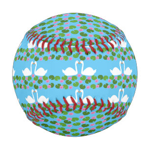 White Swans and Water lilies Wedding Patterned Baseball