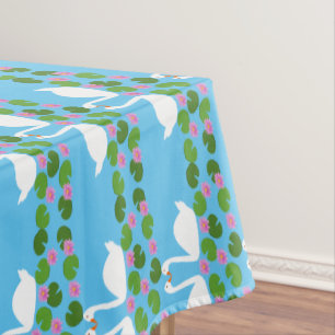 White Swans and Water lilies Wedding Patterned Tablecloth