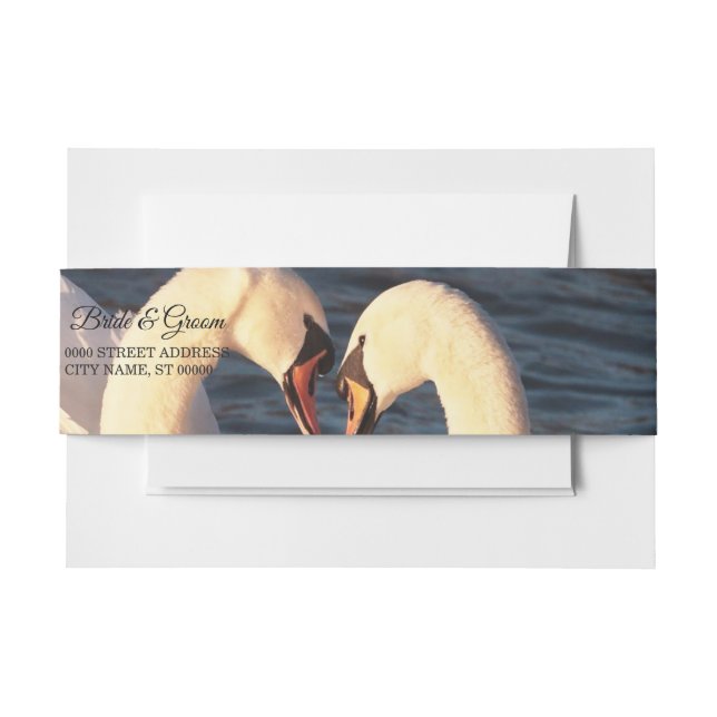 White Swans Invitation Belly Band (Front Example)