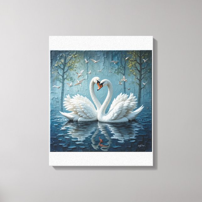 white swans on the lake canvas print (Front)