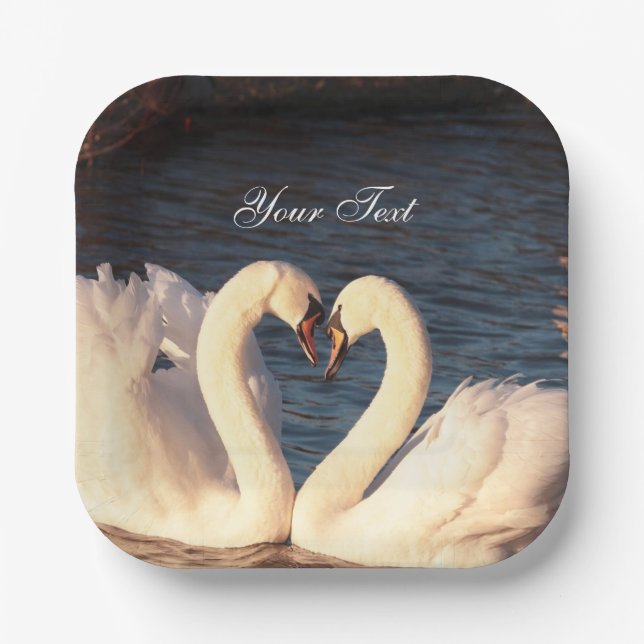 White Swans Paper Plate (Front)