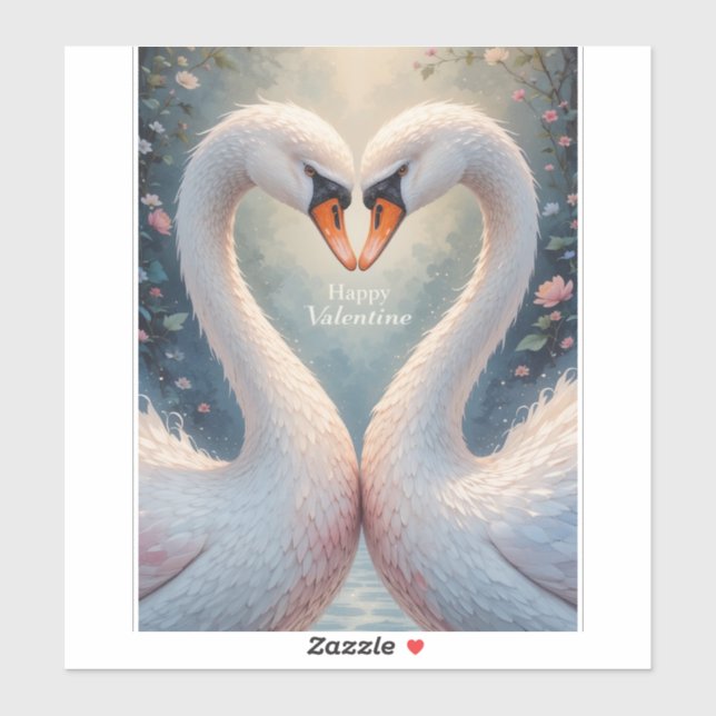 White Swans Valentine Romantic Love Birds (Sheet)